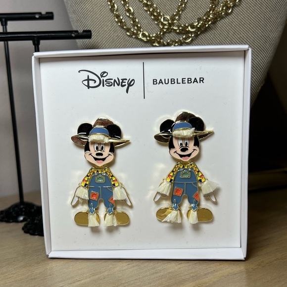BAUBLEBAR X DISNEY • MICKEY MOUSE SCARECROW DANGLE EARRINGS • NIB - Picture 1 of 3